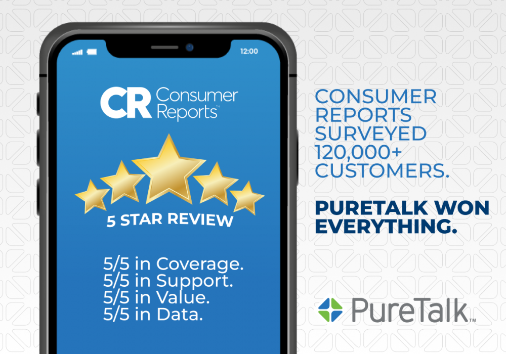 PureTalk Rated 5/5 on Consumer Reports' Best Cell Phone Plan